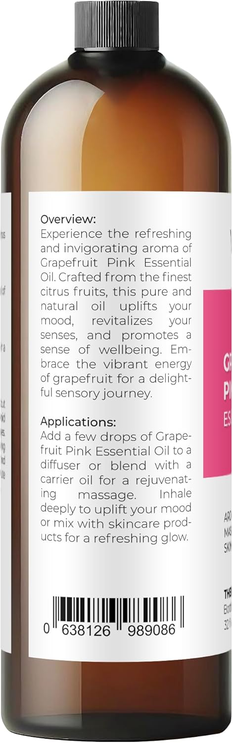 Grapefruit Pink Essential Oil By Velona - 32 Oz | Therapeutic Grade For Aromatherapy Diffuser Undiluted