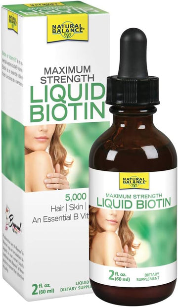 Natural Balance Biotin Liquid 5000Mcg | Healthy Hair Supplement | Skin Health & Strong Nails Support | 2 Oz, 60 Servings