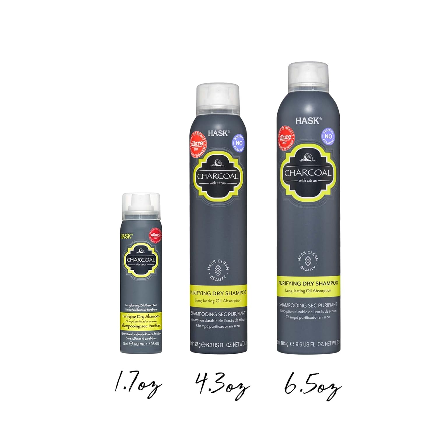 HASK Charcoal Clarifying Dry Shampoo Kits for all hair types, aluminum free, no sulfates, parabens, phthalates, gluten or artificial colors (4.3oz-Qty2)… : Beauty & Personal Care