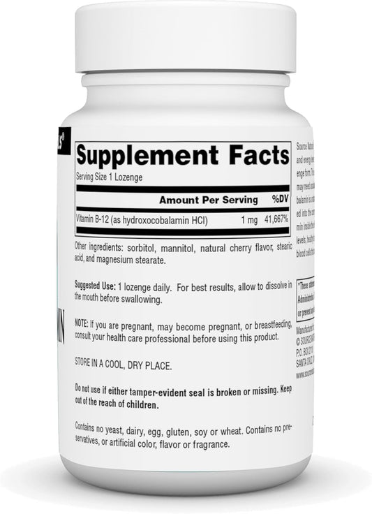 Source Naturals Hydroxocobalamin, Vitamin B-12, 1 Mg - 120 Cherry Flavored Lozenges