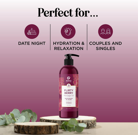 Vanilla Sensual Massage Oil For Couples - Irresistible Full Body Massage Oil For Date Night With Smooth Gliding Coconut And Sweet Almond Oil With Dreamy Vanilla Scent - Non Gmo Gluten Free And Vegan