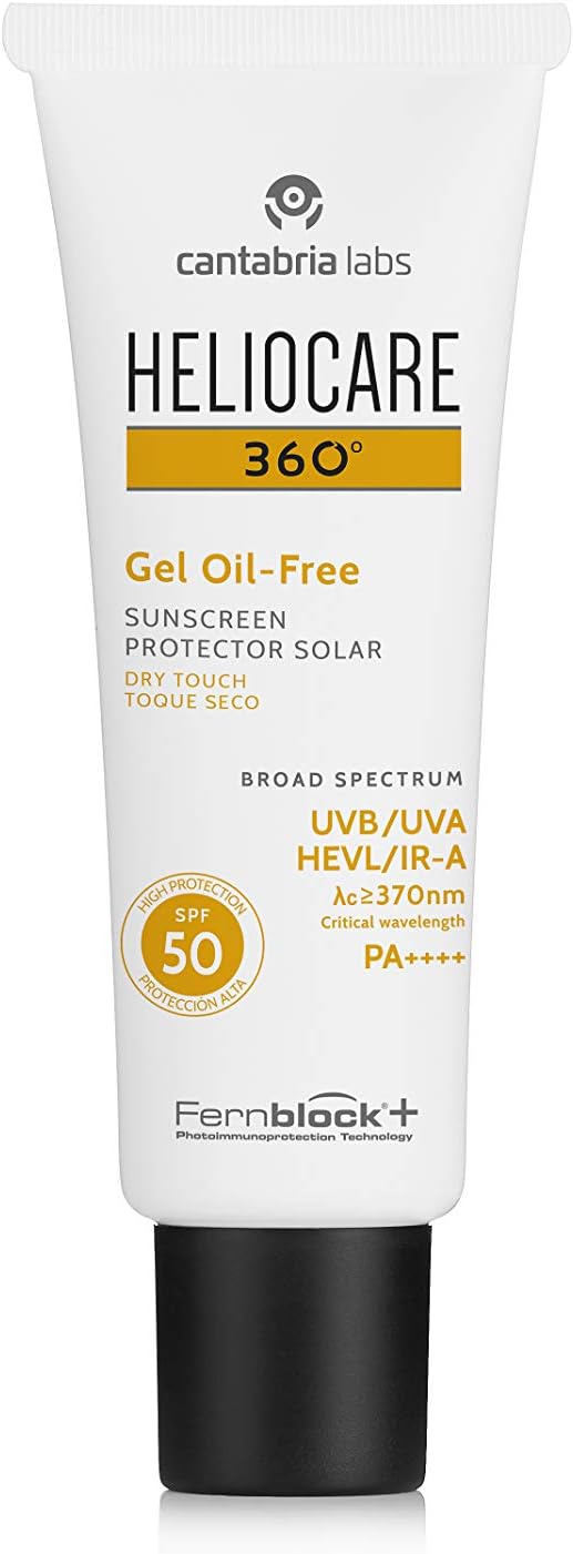 Heliocare 360 Oil-Free Gel Spf50 50Ml / Gel Sunscreen For Face / Daily Uva Uvb Visible Light Infrared-A Anti-Ageing Sun Protection