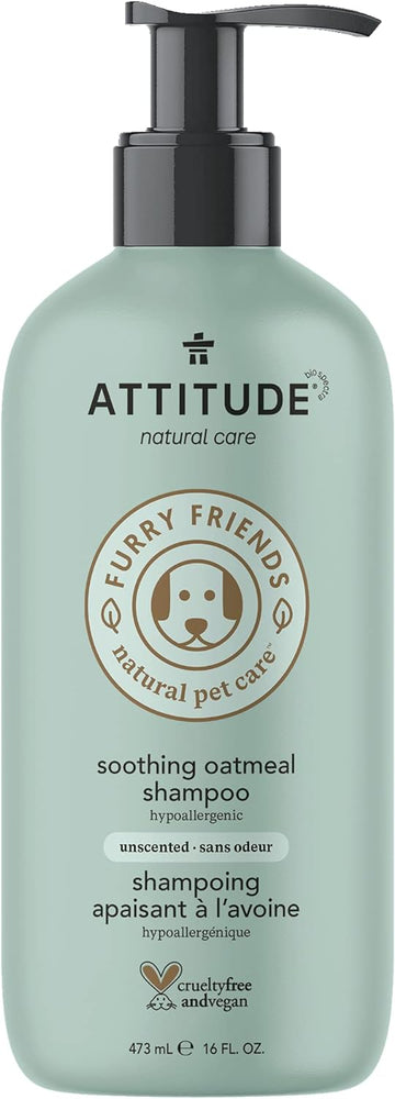 Attitude Shampoo For Cat And Dog, Plant And Mineral-Based Ingredients, Vegan And Cruelty-Free Products For Pet, Soothing, Unscented, 16 Fl Oz