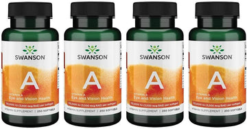 Swanson Vitamin A 10,000 Iu (3,000 Mcg Rae) Natural Nourishment For Bone, Skin Health, Vision Support & Immune System Function - High Absorption Vitamin A 250 Softgels (4 Pack)