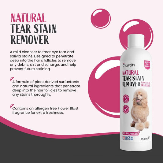 Pawbits Natural Tear Stain Remover For Dogs 250Ml - Dog Tear And Saliva Cleanser To Remove Stains, Dirt And DischargeM0650