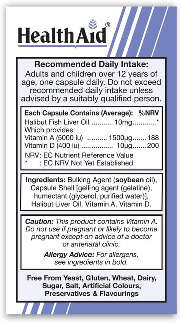 Healthaid Halibut Liver Oil Pack Of 2 X 90 Capsules (180 Capsules)