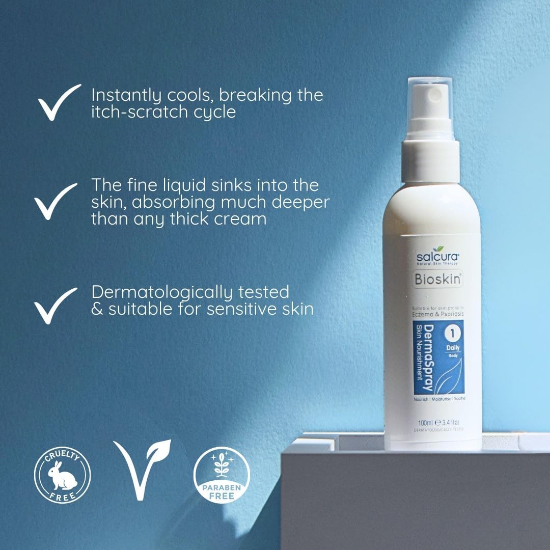 Salcura Natural Skin Therapy, Bioskin Dermaspray Intensive, Perfect For Dry & Itchy Skin, easy To Use Spray, Suitable For Anyone Prone To Eczema, Psoriasis, Dermatitis & Any Other Skin Allergy 250ml : Amazon.co.uk: Beauty