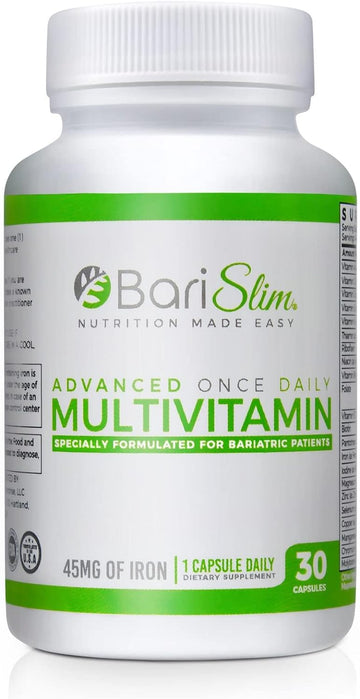 Advanced Once Daily Bariatric Multivitamin Capsule - 45 Mg Of Iron - Bariatric Vitamin For Post Bariatric Surgery Including Gastric Bypass And Gastric Sleeve | 30 Day Supply