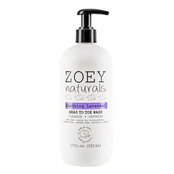 Zoey Naturals Fragrance-Free Head To Toe Baby & Toddler Wash – Tear-Free Body Wash And Shampoo With Gentle Ph For Sensitive Skin – 9.65 Oz
