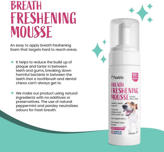 Dog Breath Freshener Mousse - Dogs Dental Foam Supports Healthy Gums & Teeth Eliminate Bad Breath, Tartar, And Plaque Buildup With Dog Mouthwash - Fresh Breath & Safe Oral Hygiene For Your PetM0631