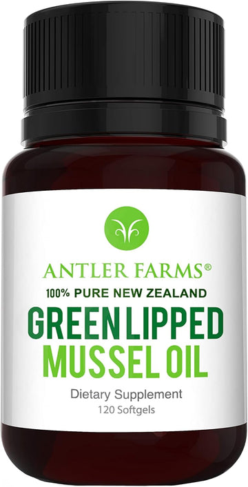 Antler Farms - 100% Pure New Zealand Green Lipped Mussel Oil, Equiv. To 12,500Mg, 120 Softgels - Powerful 125:1 Extract, 2 Month Supply