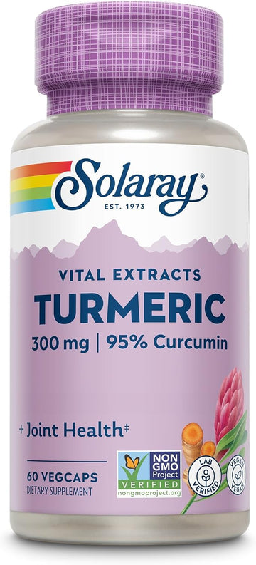 Solaray Turmeric 300 Mg - Joint Support Supplement - Turmeric Root Extract With 95% Curcumin - Joint Health And Heart Health Support - Vegan, Lab Verified, 60-Day Guarantee (60 Ct)