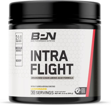 Bare Performance Nutrition Intra-Flight, Branch Chain Amino Acids, Ultimate Endurance Supplement, Increase Endurance And Stamina, 2:1:1 Bcaa + Recovery (30 Servings, Lemonade)