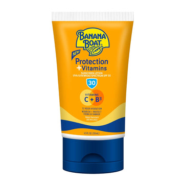 Banana Boat Protection + Vitamins Sunscreen Lotion Spf 30 | Moisturizing Sunscreen With Vitamin C & B3 | Banana Boat Vitamin C Lotion Sunscreen, Vitamin B3 & Vitamin C Sunscreen, 4.5 Oz