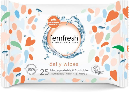 Femfresh Intimate Wipes - Flushable & Biodegradable Disposable Feminine Hygiene Vaginal Cloths & Everyday Care Daily Intimate Vaginal Wash – Feminine Hygiene Shower & Bath Gel Cleanser – 250Ml