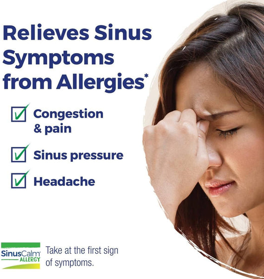 Boiron Sinuscalm Allergy Tablets For Relief From Sinus Pressure, Sinus Headache, Or Sinus Congestion And Pain - 60 Count