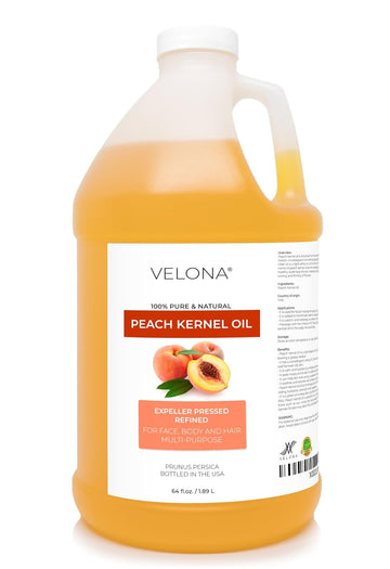 velona Peach Kernel Oil 64 oz | 100% Pure and Natural Carrier Oil | Refined, Cold pressed | Cooking, Skin, Hair, Body & Face Moisturizing | Use Today - Enjoy Results