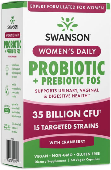 Swanson Womens Daily Probiotic + Prebiotic Fos 35 Billion Cfu 60 Vegan Caps