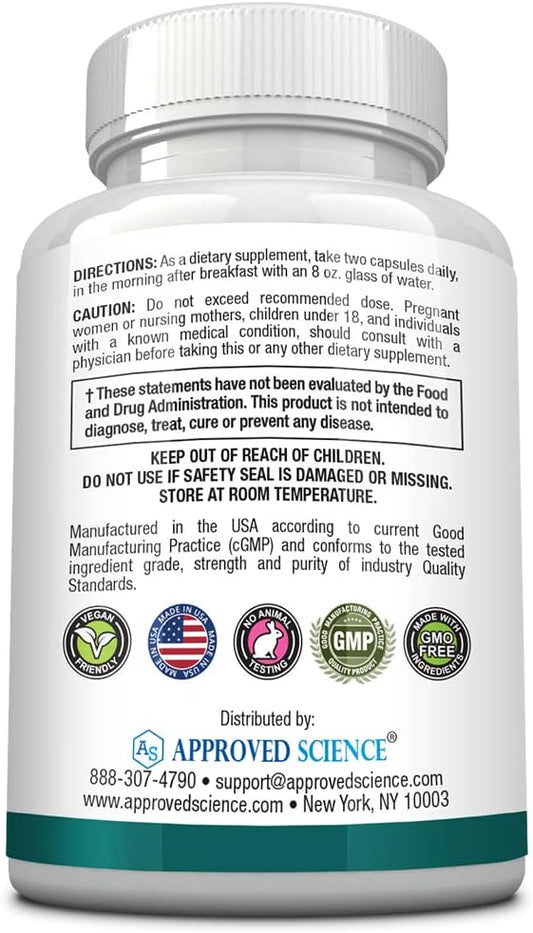Approved Science Focusprin - Brain Support Supplement - Boost Focus, Concentration, Cognitive Function, And Relaxation - Vegan - 60 Capsules - Made In The Usa