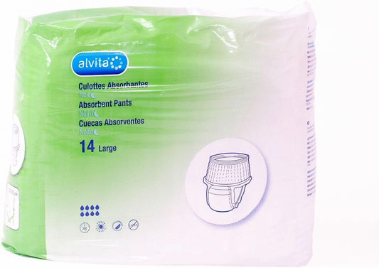 Alvita Incontinence Absorbent Pants Large Night, 14'S (Pack Of 1)