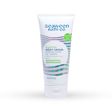 Seaweed Bath Co. Hydrate Body Cream, Eucalyptus Peppermint Scent, 6 Ounce, Nourishing Hand & Body Lotion Moisturizer For Dry Skin, With Sustainably Harvested Seaweed, Kukui Oil, Hyaluronic Acid