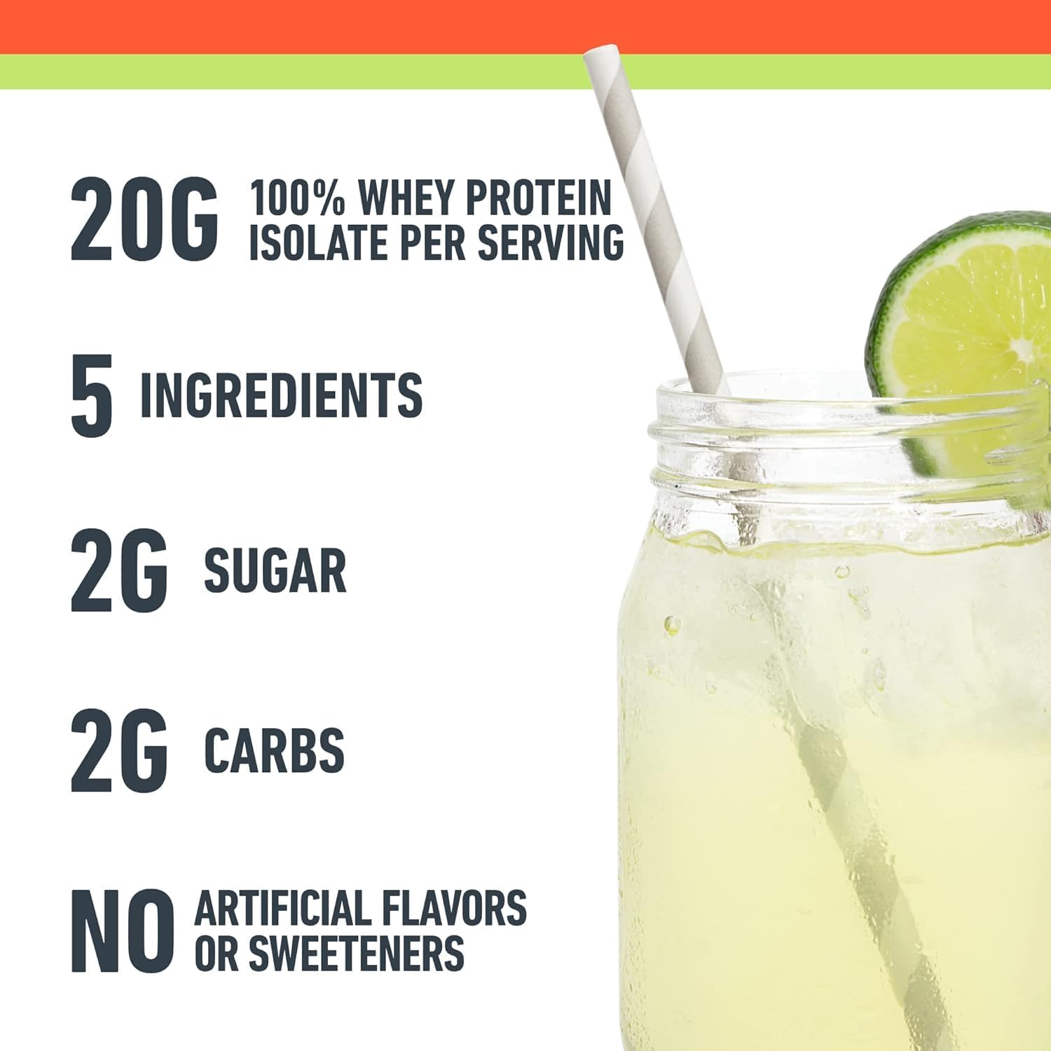 Isopure Clear Whey Isolate Protein Powder Infusions, Lactose Free, Gluten Free, Naturally Flavored, Mango Lime, 20G Protein Per Serving, 14.1 Oz, 16 Servings