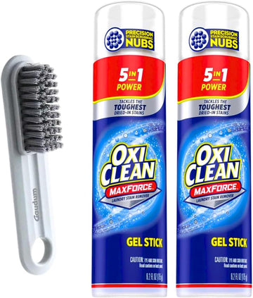 Oxiclean Max Force - Laundry Stain Remover Gel Stick - 6.2 Oz + 1 Gaudum Laundry Stain Brush (2)