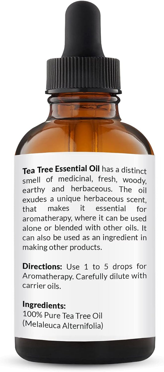 100% Pure, Tea Tree Essential Oil - (4 Fl Oz / 120 Ml) -Undiluted, Therapeutic Grade - Perfect For Aromatherapy And Relaxation