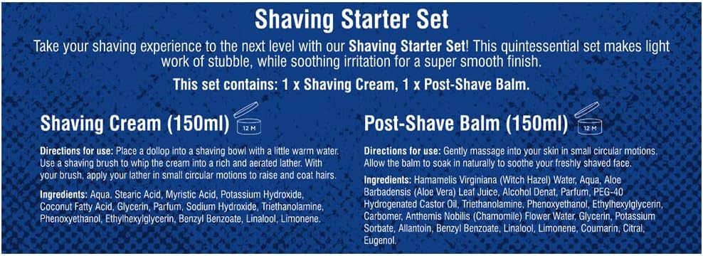 The Bluebeards Revenge Shaving Starter Set, Vegan Friendly Gift Set, Includes Shaving Cream (150ml) and Post Shave Balm (150ml) - 2 Piece : Amazon.co.uk: Beauty