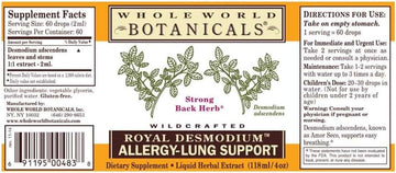 Whole World Botanicals Royal Desmodium Allergy Lung Support -- 4 Fl Oz By Whole World Botanicals
