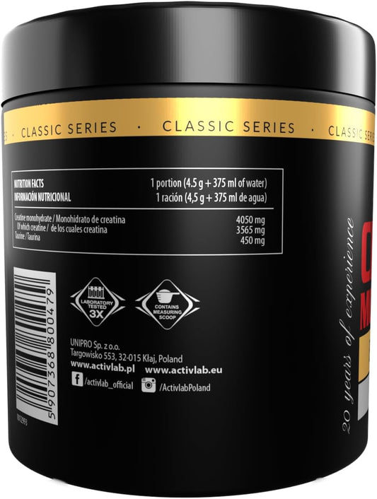 Activlab Creatine Monohydrate | Jar 300G | 50 Servings | Natural Flavor | Contains Taurine | Increasing Strength | Powder | 3X Lab Tested