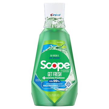 Crest Scope Get Fresh Mouthwash With Alcohol, Fights Plaque And Gingivitis, Spearmint 1L : Health & Household