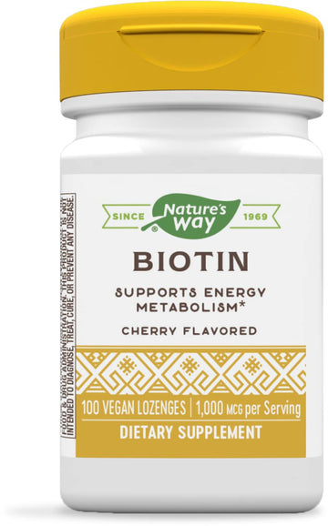 Nature'S Way Biotin, Supports Energy Metabolism*, 1,000Mcg Per Serving, 100 Lozenges