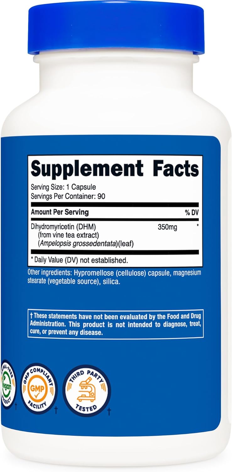 Nutricost Dihydromyricetin (DHM) Capsules (350mg, 90 Capsules) - Vegan, Non-GMO, 90 Servings : Health & Household