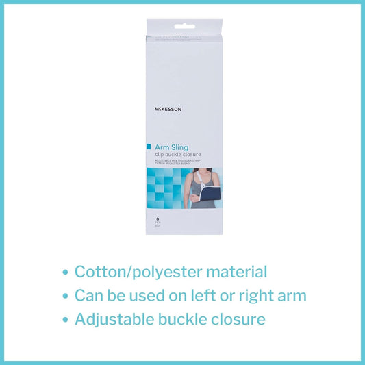 McKesson Arm Sling Shoulder Strap, Adjustable Strap, Cotton / Polyester, Large, Blue, 7 1/2 in x 18 1/2 in, 6 Count