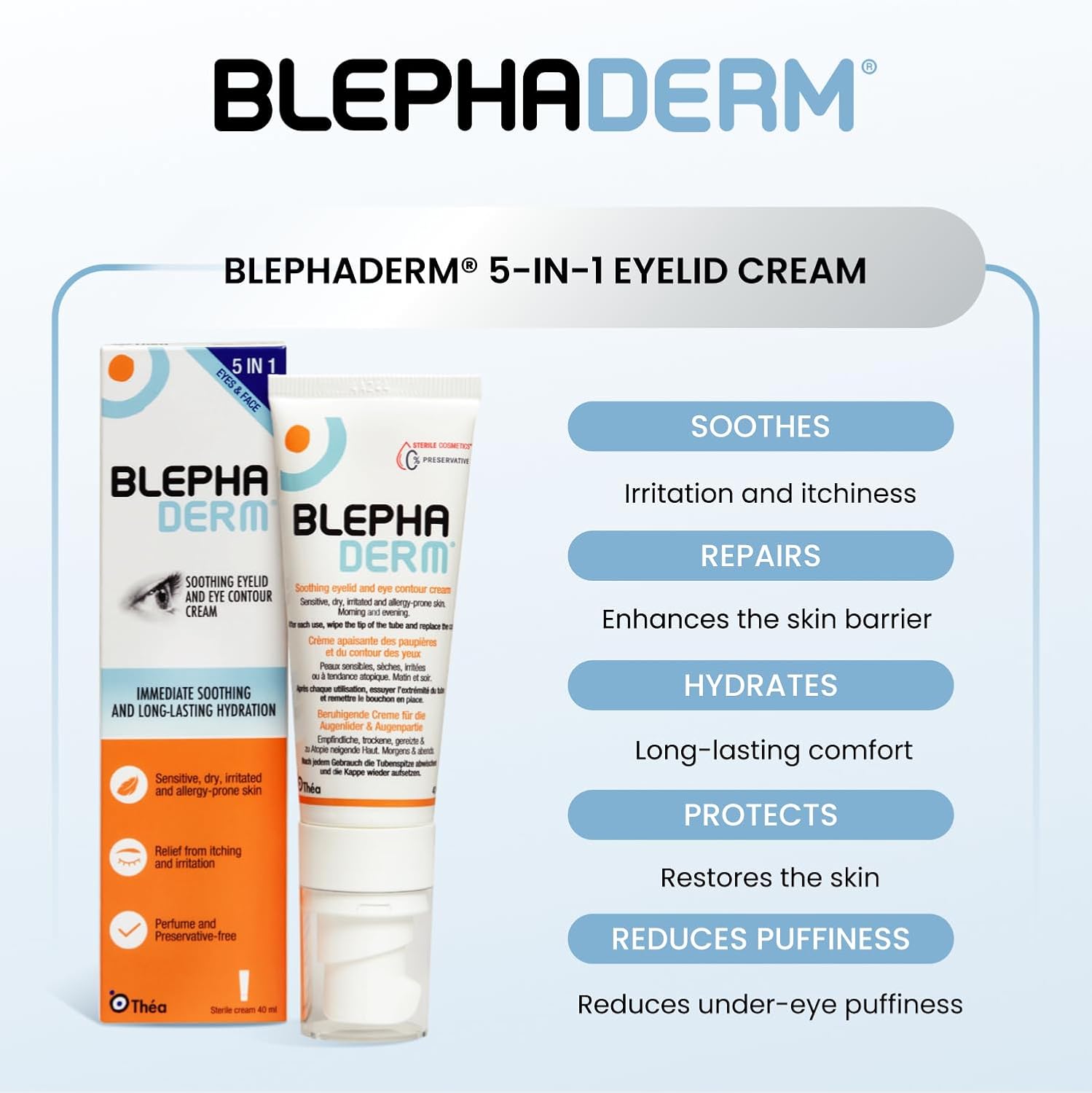 BLEPHADERM® Soothing Eyelid and Eye Contour Cream - Soothes, Protects, Repairs, Moisturises And Reduces Puffiness - for sensitive, dry, irritated, skin around the eye area. 40ml : Amazon.co.uk: Health & Personal Care
