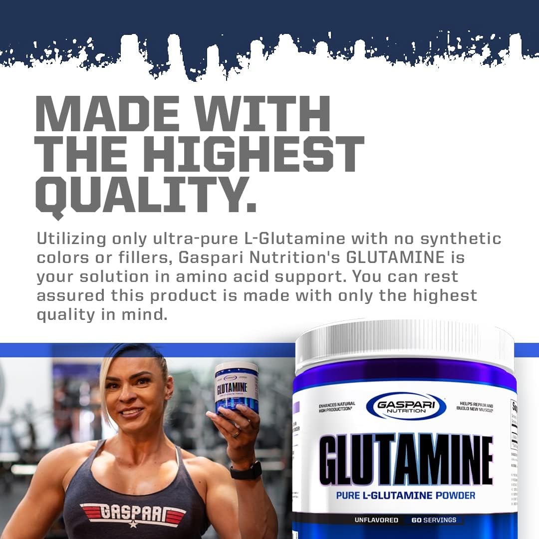 Gaspari Nutrition, Glutamine, Pure L-Glutamine Powder, Perfect Pre Workout, Post Workout And Recovery, Micronized Glutamine Powder (60 Servings, Unflavored) : Health & Household