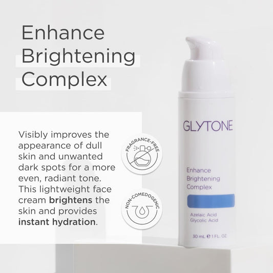 Glytone Enhance Brightening Complex - With 12% Azelaic Acid, 3% Glycolic Acid - Brightens Skin & Reduces Dark Spots - Non-Comedogenic - 1 Fl. Oz