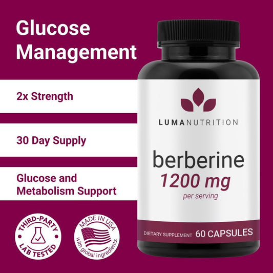 Luma Nutrition Berberine Supplement - Berberine 1200Mg Per Serving - Berberine Hci - Berberine Plus - 60 Capsules