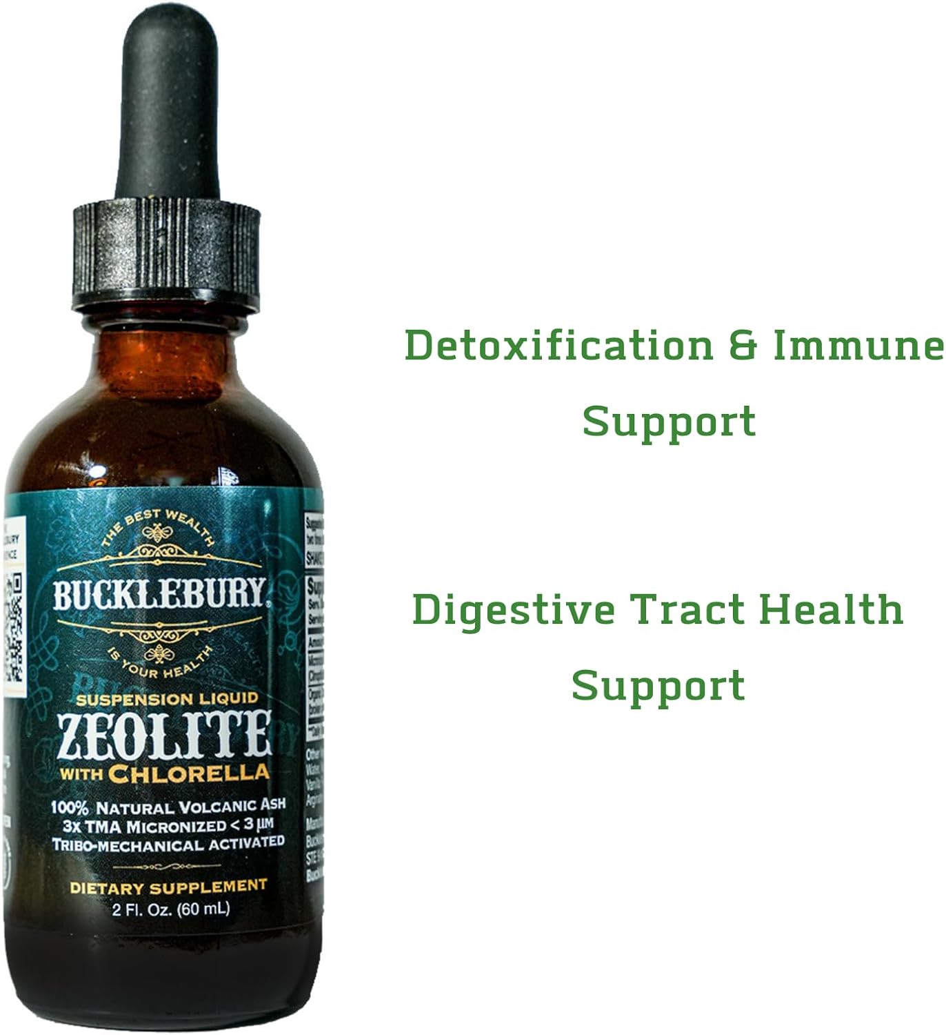 Bucklebury Zeolite Liquid Suspension W/Chlorella - Detox Support, Immune System And Digestive Tract Health Support For Kids And Adults (60 Servings) : Health & Household