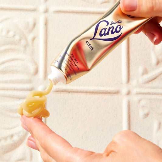 Lanolips Golden Dry Skin Salve Mini - Multipurpose Healing Cream With Lanolin, Vitamin E + Manuka Honey - Relief For Extremely Dry Skin - Works For Tattoo After-Care + Diaper Rash For Infants (25G)