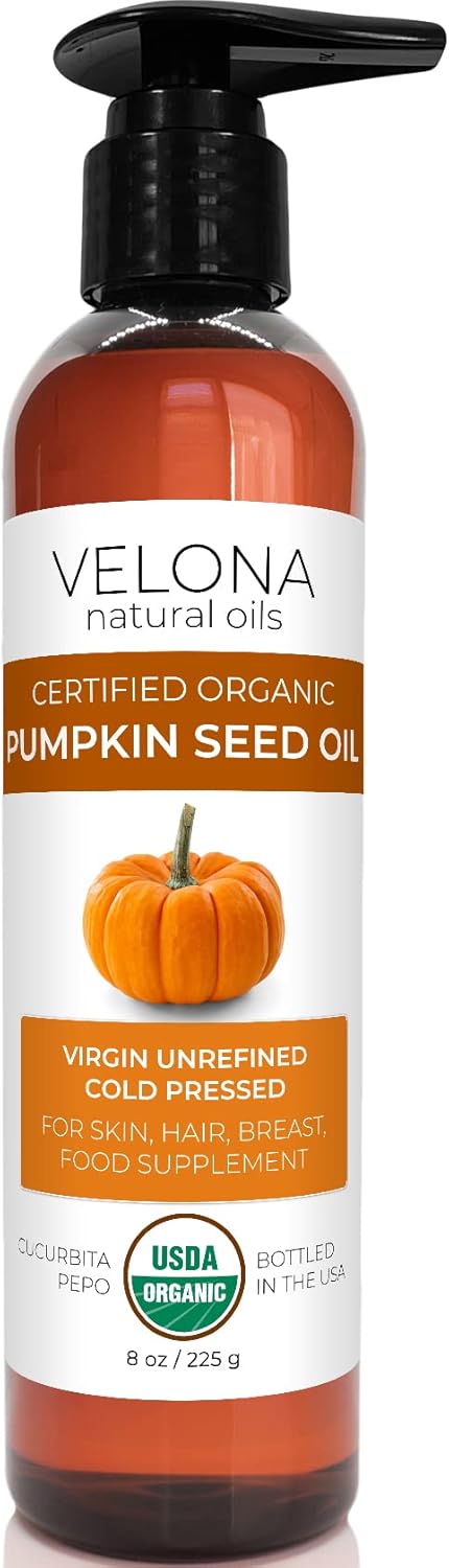 velona Pumpkin Seed Oil USDA Certified Organic - 8 oz | 100% Pure and Natural Carrier Oil | Unrefined, Cold Pressed : Grocery & Gourmet Food