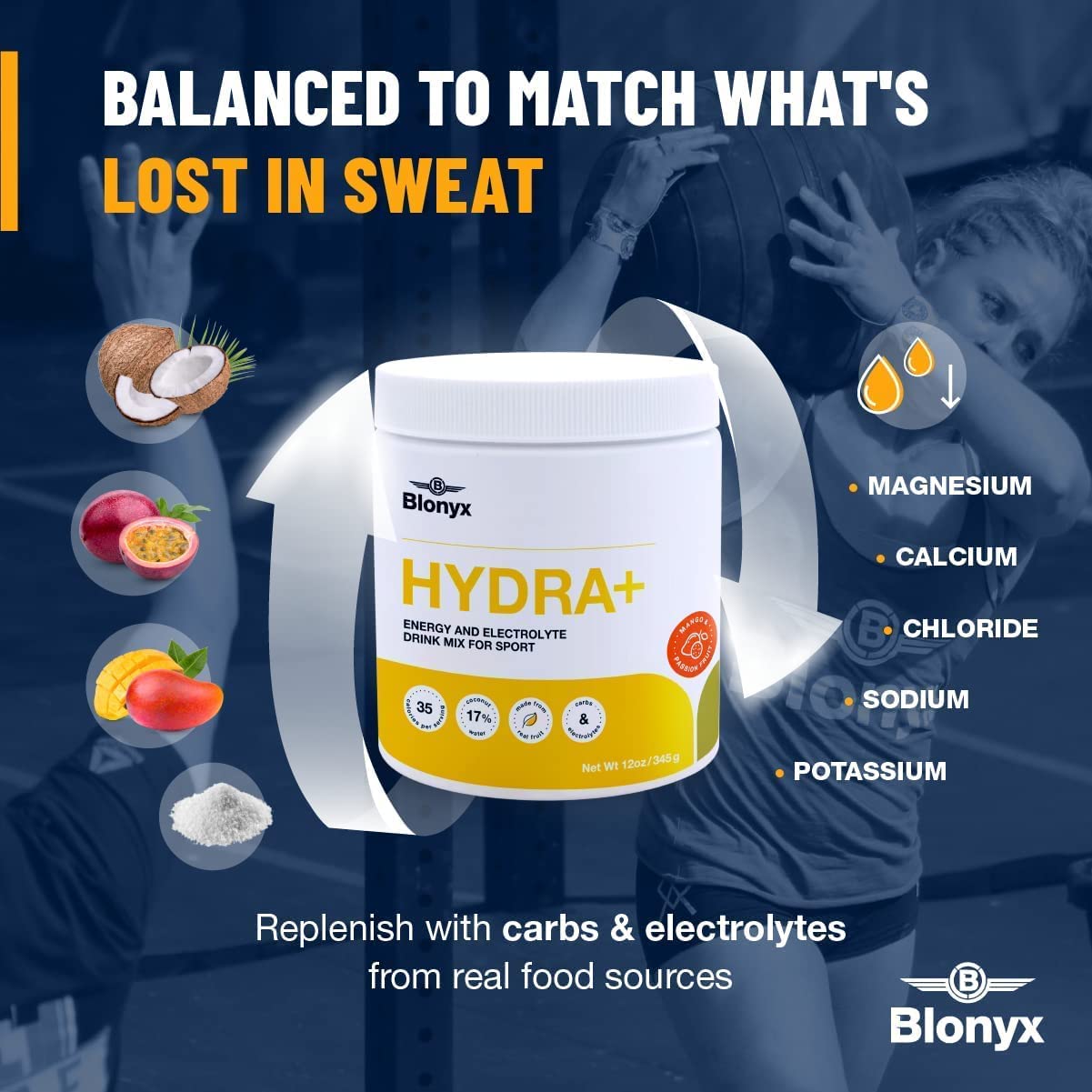Blonyx Hydra+ Energy & Electrolyte Drink Powder - Real Mango & Passion