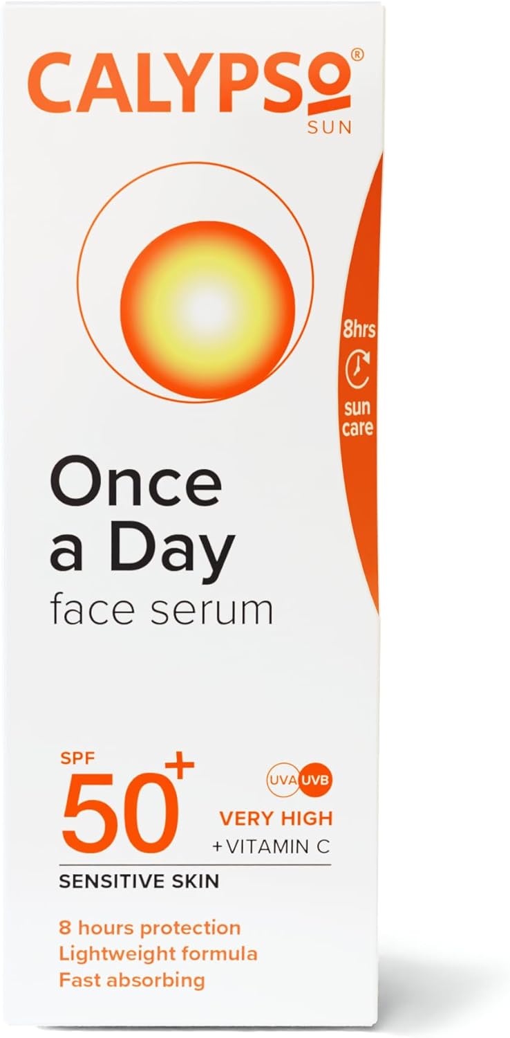 Calypso Once a Day Serum SPF50+, Serum with Vitamin C for Face and Neck, for Sensitive Skin. Very High Sun Protection. UVA + UVB Primer. : Amazon.co.uk: Beauty