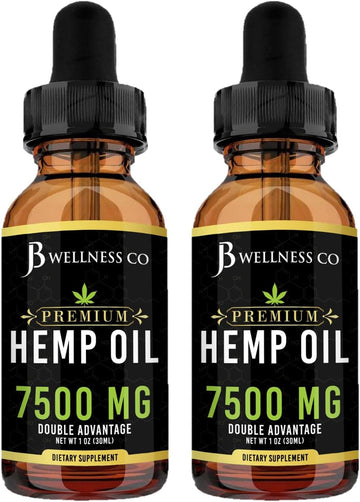 Organic Hemp Oil Extract Drops - Omega Fatty Acids 3 6 9, Non-Gmo Ultra-Pure Sugar- Free (2-Pack)
