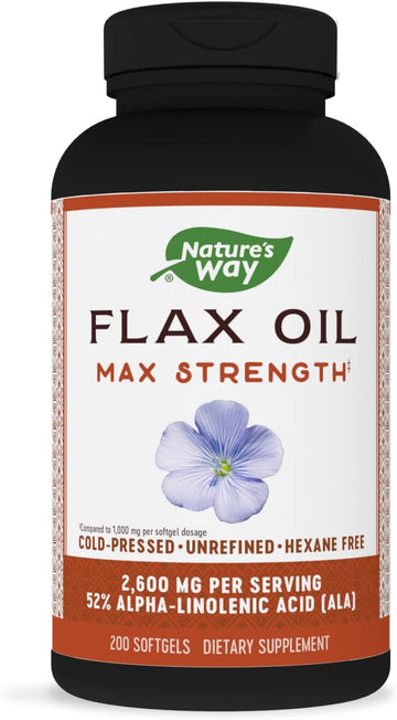 Nature's Way Flax Oil Max Strength?, Supports Heart Health*, 200 Softgels