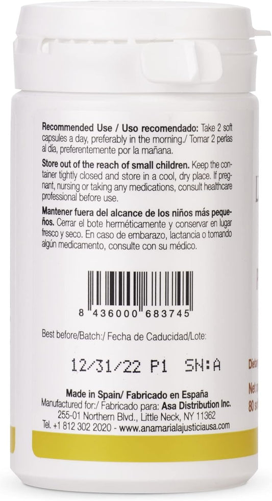 Ana Maria Lajusticia - Evening Primerose Oil + Vitamin E - 80 Soft Capsules Pack -1000Mg. Gluten Free, Lactose Free And Sugar Free. All Natural