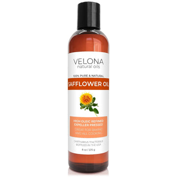 velona Safflower Oil 8 oz | 100% Pure and Natural Carrier Oil | Refined, Expeller Pressed | Cooking, Skin, Hair, Body & Face Moisturizing | Use Today - Enjoy Results