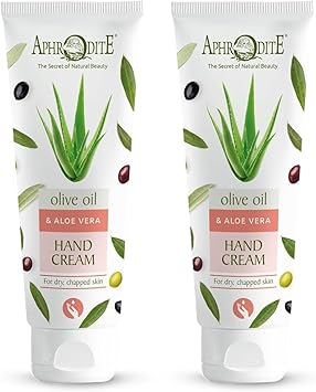 Aphrodite Hand Care Bundle. Intense Hydration Hand Cream Set With Aloe Vera. Moisturizing Lotion For Dry Skin Care And Chapped Hands - Aloe Vera Hand Moisturiser - (75 Ml) Set Of 2