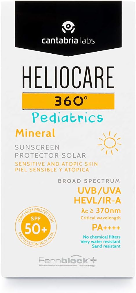 Heliocare 360° Pediatrics Mineral - 50Ml | Fluid Lotion For Face & Body | Spf Uva Uvb Visible Light Infrared-A Sun Protection | For Kids Sensitive Skin | Features Niacinamide